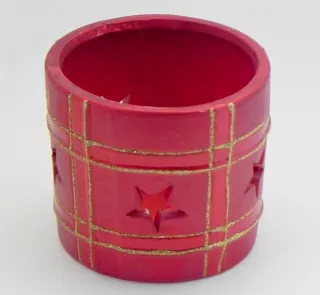 Svíčník keramika 9,5x9,5cm čevená