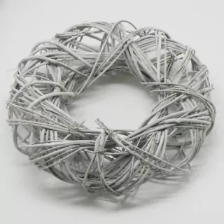 Věnec ratan/glitter bílá