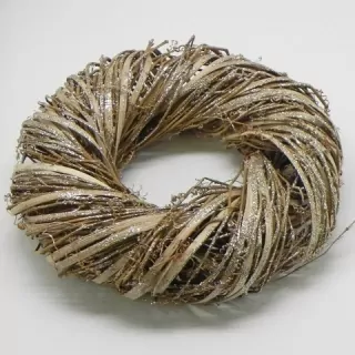 Věnec ratan/glitter hnědá