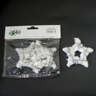 Hvězda prázdná závěs ratan/pěna/kov pr.8cm S/3 bílá