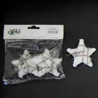 Hvězda přízdoba ratan/pěna/kov pr.8cm S/3 bílá