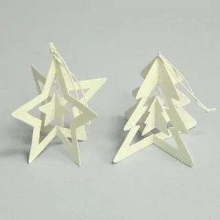 Hvězda/Stromek závěs plech 6,5x12,5cm bílá