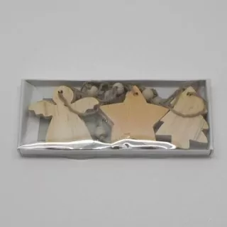Stromek/Hvězda/Anděl závěs dřevo 5cm S/6 hnědá