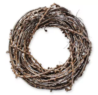 Kruh vánoční proutí pr.35cm natural/stříbrná