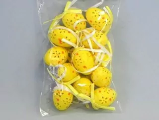Vajíčka závěs pvc 12ks/4cm sv.žlutá