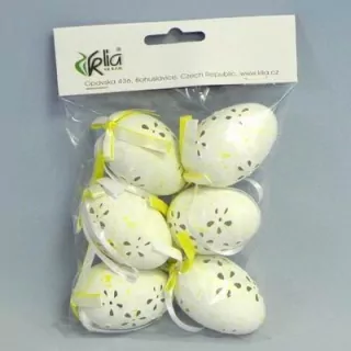 Vajíčka závěs pvc 6ks/6cm bílá