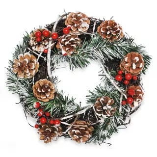 Věnec šišky/pvc pr.25cm natural