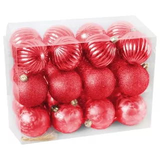 Baňky pvc 24ks/7cm červená