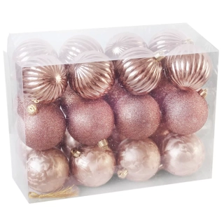 Baňky pvc 24ks/7cm růžová