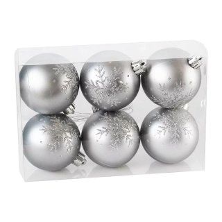 Baňky pvc 6ks/6cm zdobené antracit