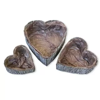 Srdce kůra obal 3ks/30x28cm natural