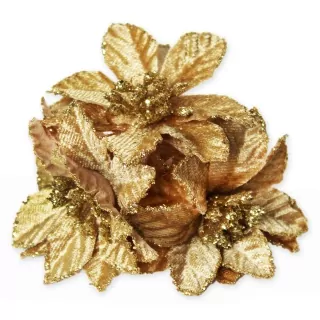 Poensetie zápich textil 3ks/6cm zlatá
