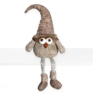 Sova nohatá textil 59cm hnědá
