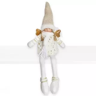 Vánoční figurka nohatá textil 42cm zlatá