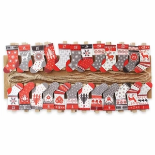 Adventní kolíčky dřevo 24ks/2cm červená