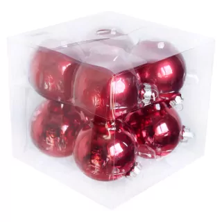 Koule sklo 8cm/8ks červená