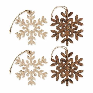 Vločky závěs dřevo 4ks/8cm natural