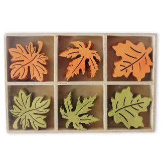 Listy přízdoba dřevo 24ks/3,5cm mix