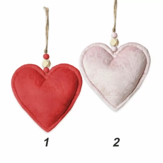 Srdce textil závěs 9cm mix