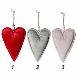 Srdce textil závěs 18cm mix