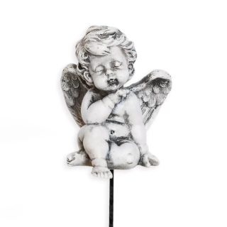 Anděl zápich polyresin 5,5x18cm šedá