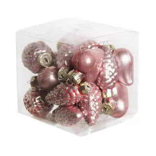 Adventní mix sklo 20ks/3,5cm růžová