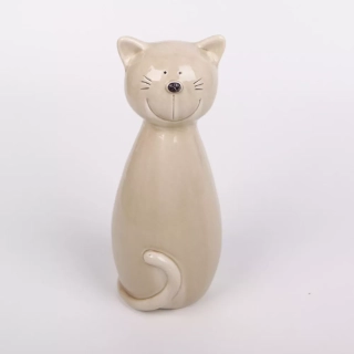 Kočka porcelán 24,5cm krémová