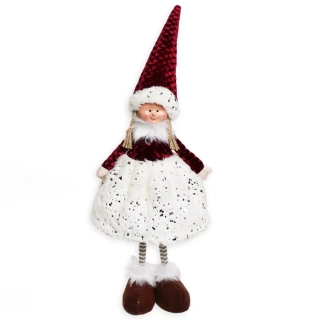 Vánoční figurka textil 56cm bordó