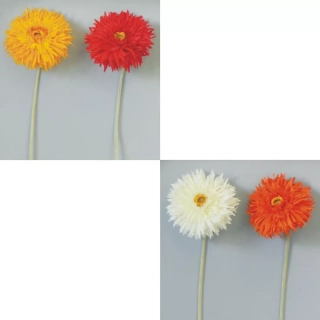 Gerbera umělá 68cm mix červená/krém/oranž/žlutá