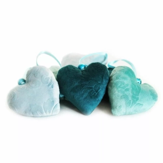 Srdce závěs textil 6ks/6cm mix