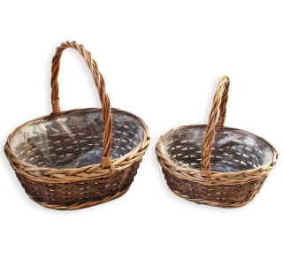 Koš s uchem proutí 2ks/27x21cm natural