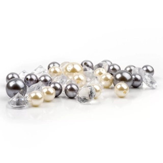 Dekoperličky/diamanty pvc/sklo 156g stříbrný mx