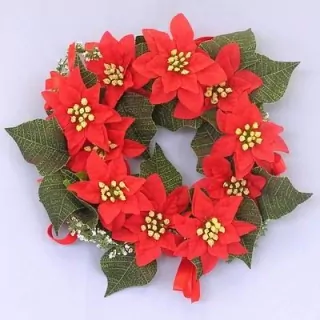 Věnec poinsettie pr.30cm červená