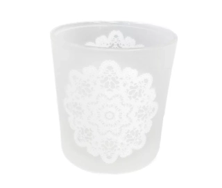 Svícen sklo pr.7,3V8cm bílá