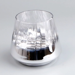 Svícen sklo chrom 15×13.5cm