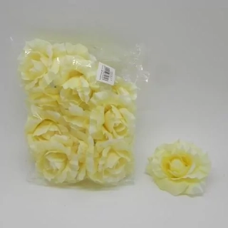 Růže hlava textil 12ks/8cm sv.žlutá