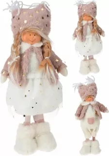 Látková figurka holka, kluk 37 cm, starorůžová