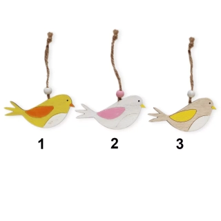 Ptáček závěs dřevo 2ks/8cm mix