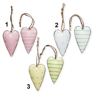 Srdce závěs kov 2ks/7cm mix