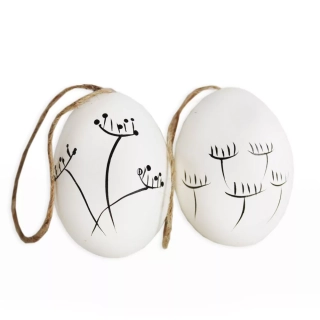 Vajíčka reálná 6ks/6cm bílá/černá