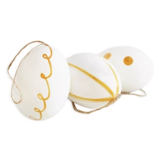 Vajíčka reálná 6ks/6cm bílá/zlatá