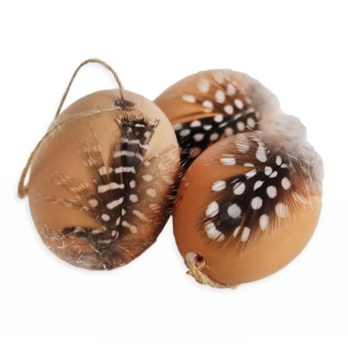 Vajíčka reálná/peří 6ks/6cm natural