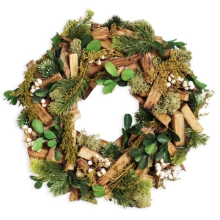 Věnec dřevo mech 28cm natural