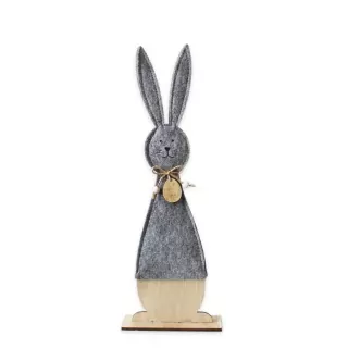 Zajíc textil/dřevo 31cm šedá