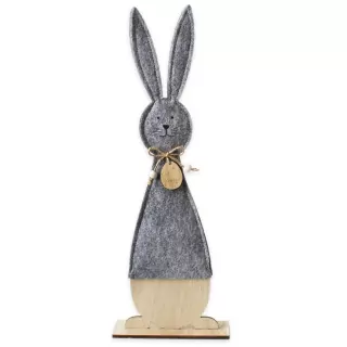 Zajíc textil/dřevo 41cm šedá