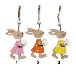 Zajíc závěs dřevo 2ks/8cm mix