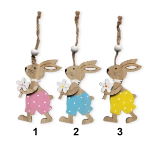 Zajíc závěs dřevo 2ks/8cm mix