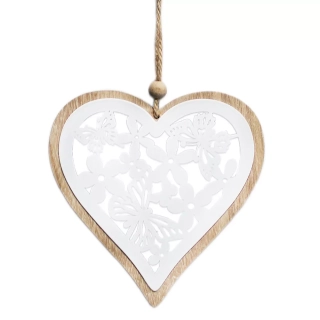 Srdce závěs dřevo 17cm