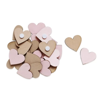  Srdíčka přízdoba 24ks/2,8cm natural/růžová