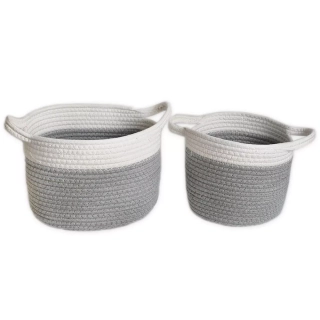  Koš textil S/2 pr.29/24cm bílá/šedá